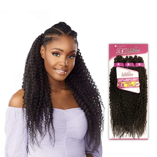 Miniatura 2 de Sensationnel Lulutress - Cabello trenzado de ganchillo – 3 rizos de goteo de 20 pulgadas totalmente plegados (1 negro azabache)