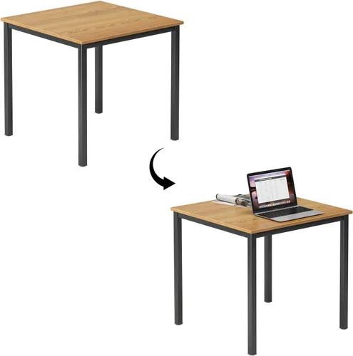 Miniatura 6 de DlandHome Escritorio pequeño para computadora para oficina en casa, mesa de escritura para espacios pequeños, mesa de estudio, escritorio