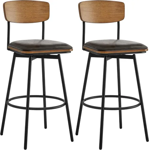Miniatura 12 de CHITA Juego de 2 taburetes giratorios de bar tapizados de tela, altura del asiento de 27 pulgadas, marco de metal y madera, color crema