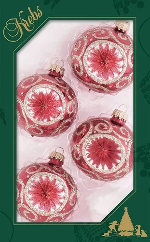 Miniatura 19 de Adornos de árbol de Navidad de vidrio - 67 mm/2.625" [4 piezas] Bolas decoradas de Adornos navideños sin costuras para colgar de Christmas by Krebs
