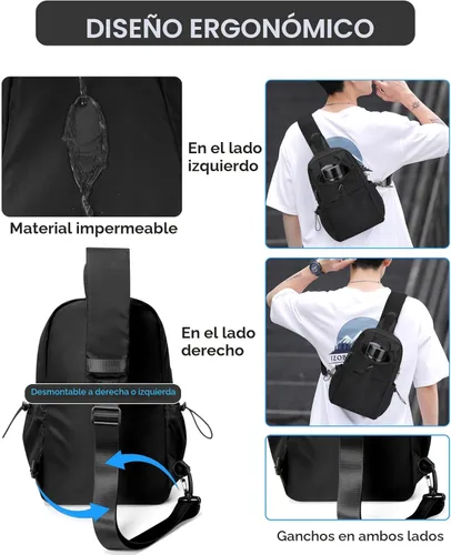 Miniatura 5 de SEAFEW Mochilas tipo bandolera tácticas, Negro, Pequeño, Casual