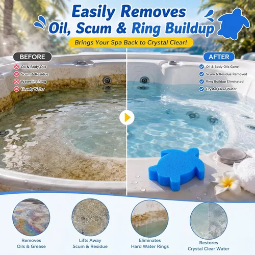 Miniatura 6 de Chuangdi 24 esponjas para bañera de hidromasaje, absorción de espuma de aceite de tortuga para spa y piscina (azul)