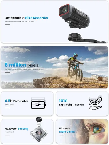 Miniatura 7 de AKEEYO -710Pro EIS Bike Cámara, 4K28FPS 20MP WiFi Cámara de acción con cámara impermeable IP66 Ultra HD, visión gran angular de 142° con tarjeta