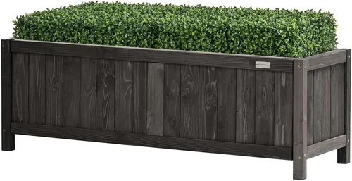 NatraHedge Hampton - Maceta de madera negra contemporánea de 15 pulgadas, para uso en interiores y exteriores, para patio y jardín (44 x 15 x 15