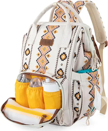 Miniatura 7 de Montana West Wrangler Bolsa Mochila para Pañales Mochila de Viaje Azteca Carteras Occidentales Multifunción Bolsas para Bebé para Mamá con Bolsillos
