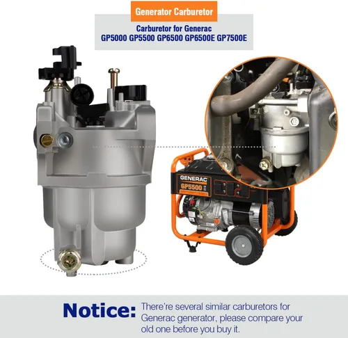 Miniatura 4 de HUZTL Carburador para Generac GP5000 GP5500 GP6500 0J58620157 5KW 5.5KW 6.5KW 389cc Generador 0G8442A111 Carburador con Kit de Ajuste de Filtro
