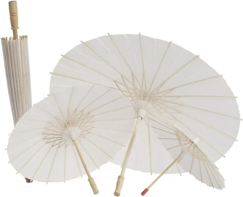 Miniatura 7 de Paraguas de papel resistente a la lluvia sombrilla china hecha a mano ideal para bodas damas de honor blanco puro 2