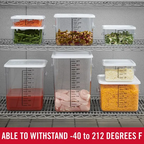 Miniatura 6 de Rubbermaid Commercial Products Contenedor de almacenamiento de alimentos cuadrado para ahorrar espacio 12 cuartos de galón transparente