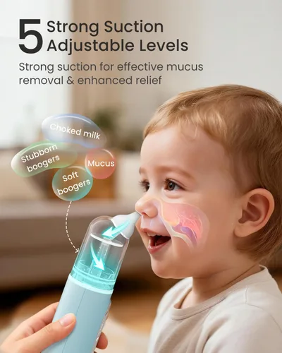 Miniatura 2 de GROWNSY Aspirador Nasal para Bebé, Succionador de Nariz para Bebé con 5 Niveles de Succión Mejorados, Succión Nasal Eléctrica IPX7 Impermeable