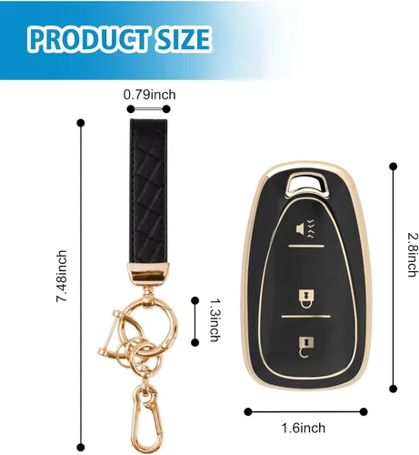 Miniatura 3 de Rislobx Funda de Llavero de 3 Botones de TPU para Chevy, Cubierta de Llave Compatible con Chevy Spark Traverse Equinox 2016 2017 2018 2019 2020 2021