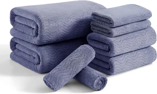 Miniatura 35 de Juego de toallas de baño de 8 piezas 2 toallas de baño grandes de gran tamaño, 2 toallas de mano y 4 paños Juego de toallas de baño ultrasuaves