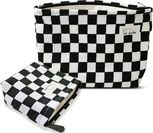 Miniatura 35 de HAPPYHEIDI Bolsa de maquillaje estética para mujer con compartimento para accesorios con cremallera para cosméticos, viajes, organizador de bolsos