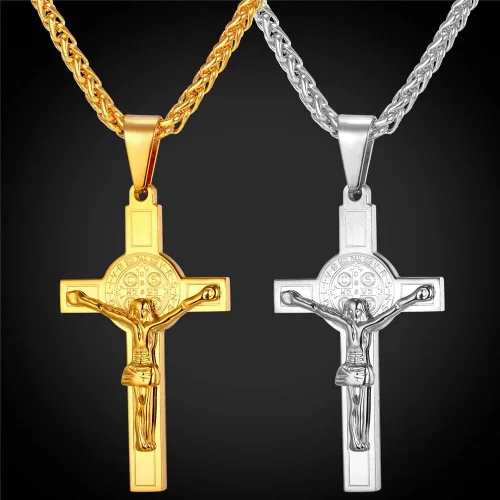 Miniatura 6 de U7 Russian Orthodox Cross PendantPraying HandsIchthys Sign for Men Women Stainless Steel 18K Gold Plated Jesus Pendant Christian Religious Necklaces