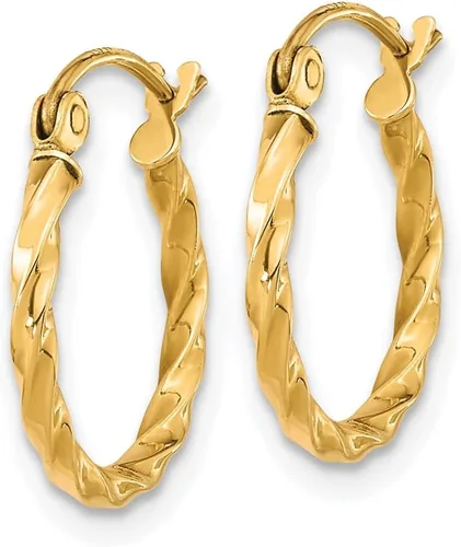 Miniatura 4 de Aretes de aro trenzados de oro de 10 quilates para mujer Aretes de oro real para mujer Aretes de oro macizo de 10 quilates de oro
