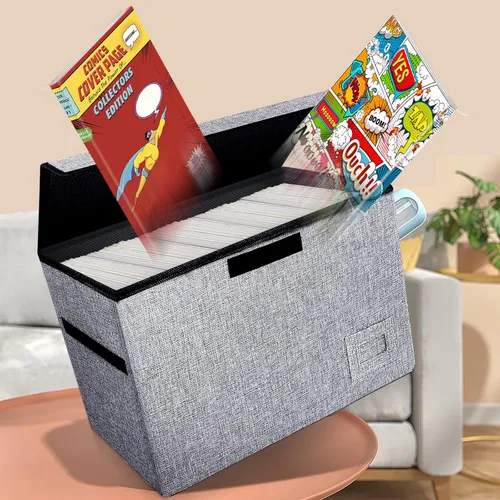 Miniatura 6 de Leffis Caja de Almacenamiento de Cómics, Caja 39,4 cm X 19,1 cm X 28,7 cm, Caja Corta de Cómics Plegable con Tapas Soporta 150 Cómics Contenedor