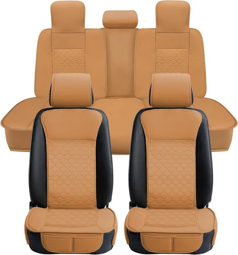 Miniatura 13 de Elantrip - 2 fundas para el asiento delantero del automóvil, protector de cuero para el asiento del automóvil, protector acolchado, antideslizante e