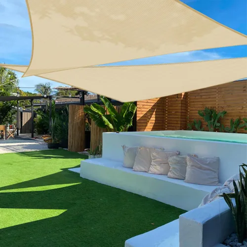 Miniatura 30 de TANG Toldo parasol triangular derecho de 8 x 8 x 11 pies, para patio, con bloqueo UV, tela permeable para pérgola, patio trasero, porche, terraza