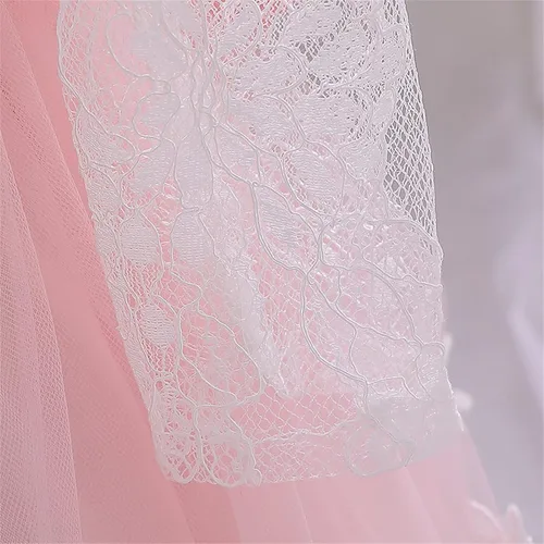 Miniatura 5 de Vestido de otoño de lino de algodón de manga larga con tutú de flores, vestido de princesa, vestido de tul para Navidad