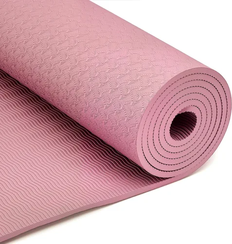 Miniatura 4 de Amazon Basics - Alfombra de yoga y ejercicio de 1/4 de pulgada de grosor, de TPE, con correa de transporte Ciruela