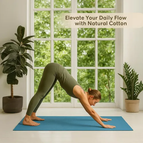 Miniatura 2 de LFH Home - Tapete de yoga de algodón hecho a mano para ejercicio, entrenamiento, fitness, perfecto y de alta calidad, ecológico, tejido de algodón