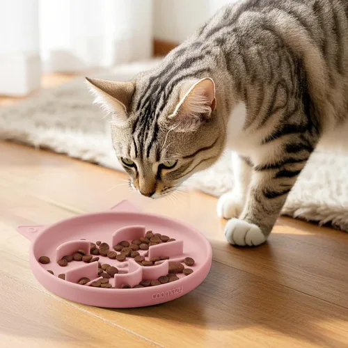 Miniatura 4 de Coomazy Cuencos de silicona de alimentación lenta para perros y gatos, juguete interactivo para mascotas para entrenamiento de alimentos