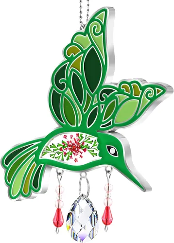 Miniatura 11 de KY&BOSAM Blue Bird - Campanillas de viento de cristal con dijes de metal, prismas de arco iris coloridos para decoración de jardín para mamá/abuela