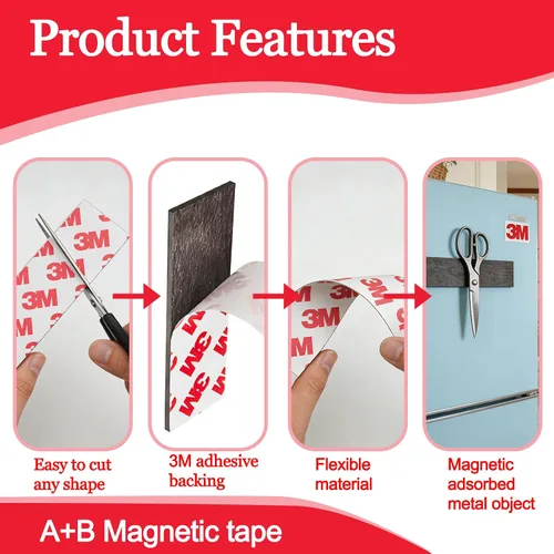 Miniatura 5 de 20 Pack Magnetic Strip, Magnetic Tape with Adhesive Backing, Magnet Strips Heavy Duty (3" X 1") Strong Adhesive Magnetic Strips for DIY, Fridge