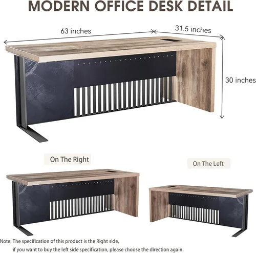 Miniatura 2 de Escritorio de oficina ejecutivo moderno de 63 pulgadas, escritorio para computadora para oficina en casa, muebles de negocios, estación de trabajo