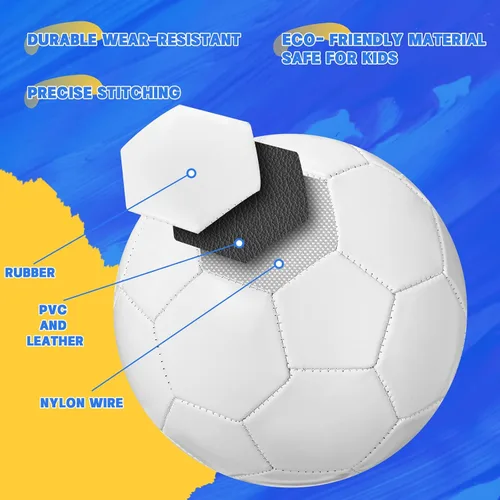 Miniatura 3 de Jexine Balón de fútbol blanco blanco liso blanco donación caridad cristiana en blanco con bomba de aguja para bricolaje pintura firmas
