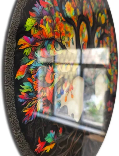 Miniatura 5 de Árbol de la vida, arte de pared de vidrio templado, pintura abstracta para pared, decoración del hogar, regalo de inauguración de la casa, colgantes