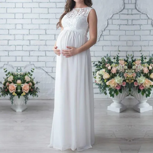 Miniatura 2 de Vestido largo de maternidad para mujer, vestido largo de fiesta de noche de embarazo, para sesión de fotos de baby shower