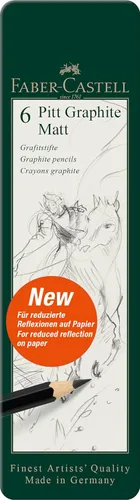 Miniatura 2 de Faber-Castell Pitt - Juego de lápices mate de grafito, lata de metal de 6 lápices de grafito, juego de lápices de dibujo y dibujo