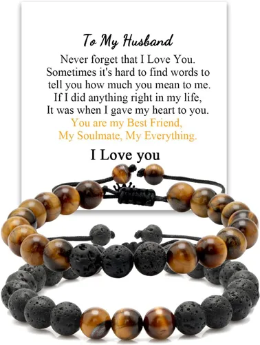 Pulsera para hombre con diseño de ojo de tigre para hombre, novio, marido, papá, hijo, nieto, hermano, piedra natural, aniversario, Navidad,