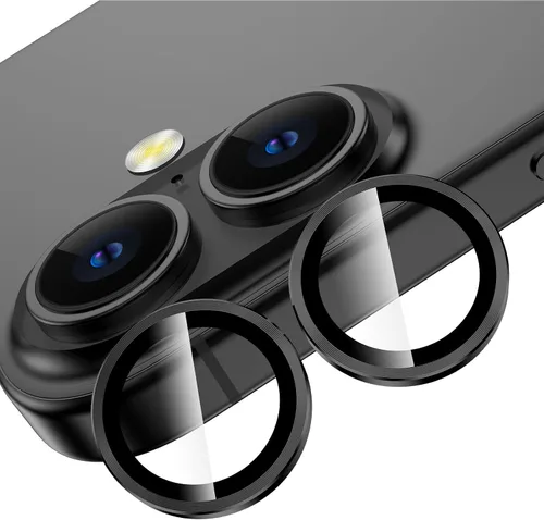 Miniatura 27 de YWXTW Protector de lente de cámara para iPhone 15/15 Plus/16e/ 17e, anillo de metal antiarañazos individual protector de pantalla de vidrio templado