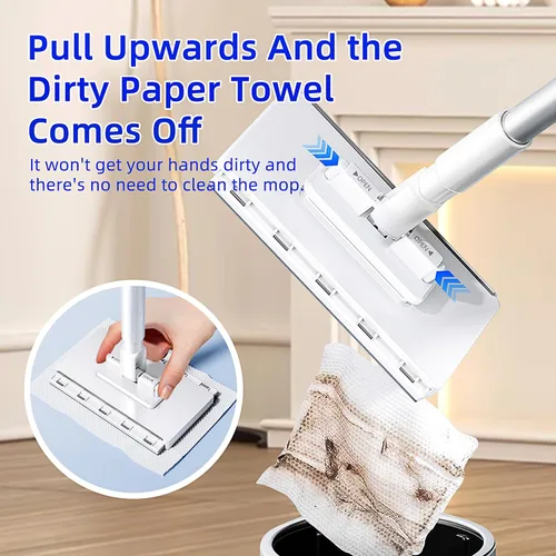 Miniatura 3 de Mini trapeador a presión, 48 pulgadas desechable sin tacto, fácil de trapear el polvo plano para espacios pequeños, instalación en 1 segundo Mini