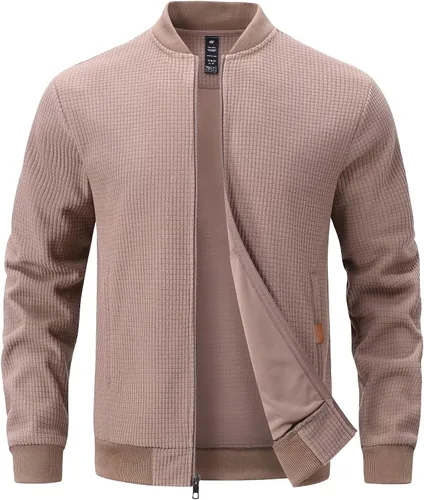 Miniatura 8 de Yundobop Chaqueta ligera con cremallera para hombre, sudadera casual elegante con bolsillo con cremallera
