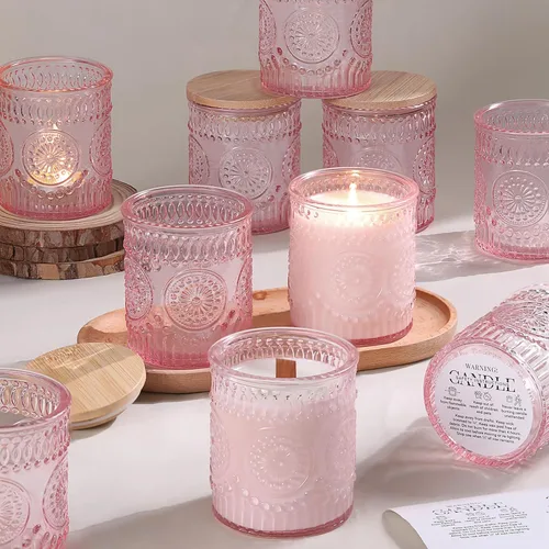 Miniatura 10 de DARJEN Paquete de 10 tarros de vela verdes para hacer velas, tarros vacíos de vidrio de 7.5 onzas con tapas y etiquetas de bambú, recipientes