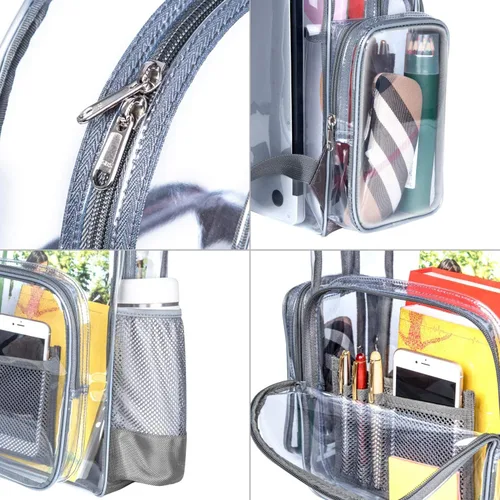 Miniatura 8 de F-color - Mochila transparente grande, bolsa transparente de PVC resistente para estadio y escuela