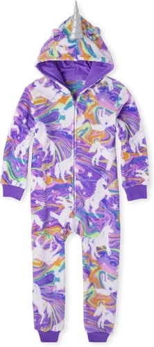 The Children's Place Baby Girls' Long Sleeve Fleece Zip Up Onesie Pajama