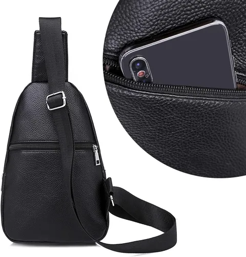 Miniatura 9 de Bolso cruzado pequeño, riñonera para mujeres y hombres, bolso bandolera de cuero para regalos, rojo (Style3-red), S