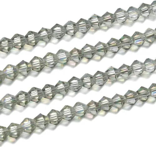 Miniatura 32 de 5 hebras checas de cristal bicono facetado de 0.236 in (0.24 pulgadas) cuentas sueltas espaciador a granel amatista púrpura (215-230 piezas)