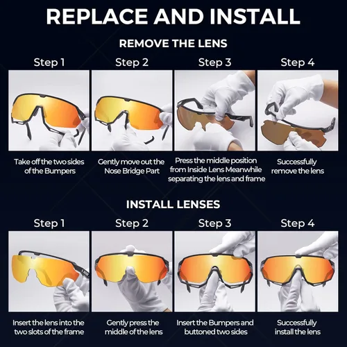 Miniatura 6 de CARFIA Gafas de sol polarizadas de ciclismo para hombre - 3 lentes intercambiables UV400/a prueba de golpes/HD Vision CA5390