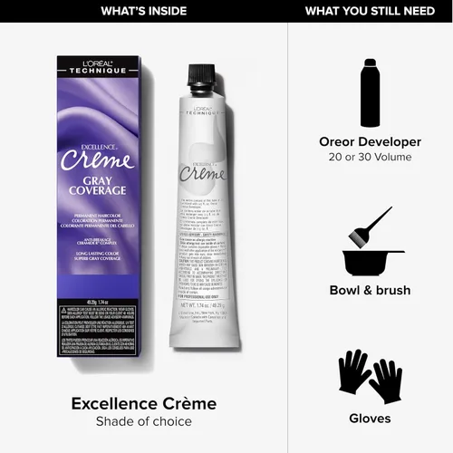 Miniatura 4 de L'Oréal Technique Excellence Crème Permanent Hair Color Long-Lasting Hair Dye Rich Formula with No-Drip Application Superb Gray Coverage For