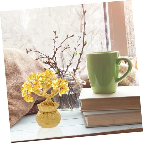 Miniatura 4 de Garneck Adornos de árbol de la suerte de cristal de 7.5 in para árbol de dinero, Feng Shui, estilo bonsái, adornos de riqueza para el hogar, tienda