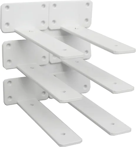 Miniatura 60 de Paquete de 2 - Soportes de estante en L ocultos negros de 4 pulgadas (1/5 pulgada de grosor) Soportes de estante flotante de hierro Soportes