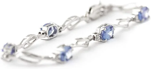 Miniatura 4 de Galaxy Gold GG Pulsera de tenis de oro blanco macizo de 14 quilates con tanzanita y diamantes