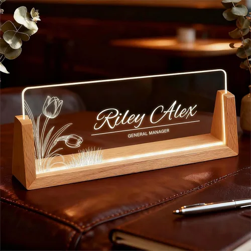 Miniatura 16 de Placa de identificación personalizada con luz para escritorio, letrero de oficina personalizado para empleados profesionales, regalos