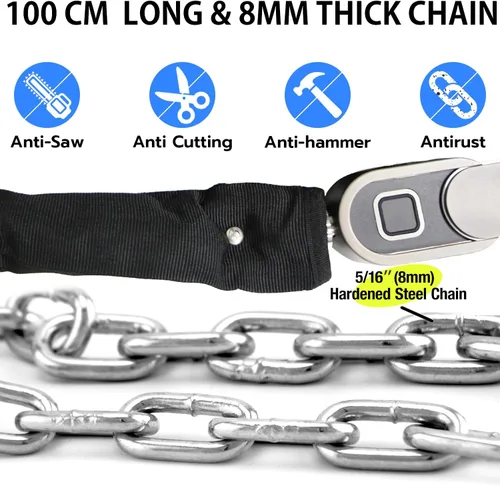 Miniatura 2 de Cerradura de cadena con llave eLinkSmart impermeable para bicicleta, 39.4 in, cerradura de cadena para bicicleta, scooter, motocicleta, puerta