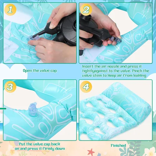 Miniatura 6 de Briwooody 2 unidades inflables para piscina, flotadores de piscina, balsas con reposacabezas, bronceado solar para adultos, hamaca de agua fría