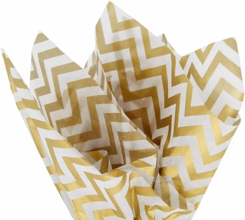 Miniatura 16 de PMLAND Papel de seda de alta calidad para envolver regalos, color negro metálico dorado con rayas zigzag, 20 x 14 pulgadas, 60 hojas
